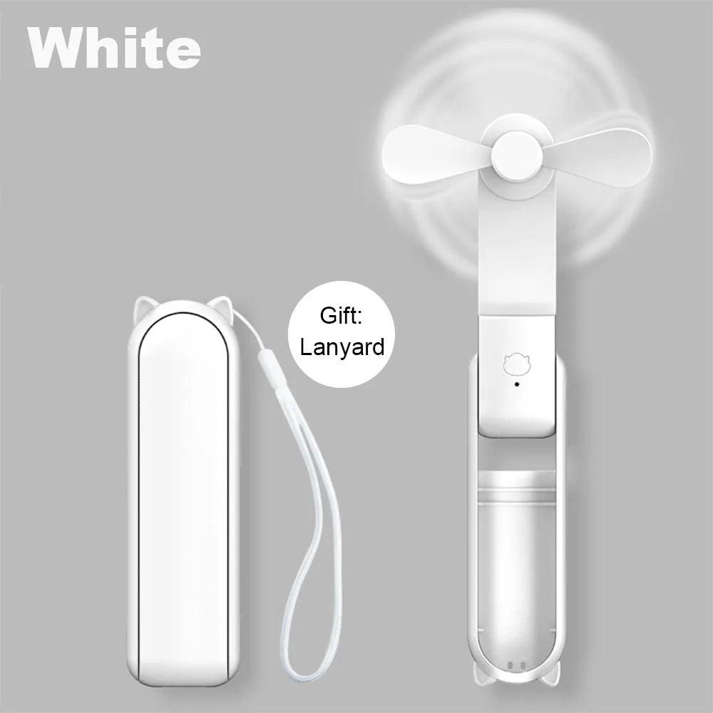 Portable Fan Super Mini Handheld Fan USB Rechargeable Fan Foldable Hand Held Small Pocket Fan with 2000Mah Power Bank 3 Gears