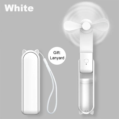 Portable Fan Super Mini Handheld Fan USB Rechargeable Fan Foldable Hand Held Small Pocket Fan with 2000Mah Power Bank 3 Gears