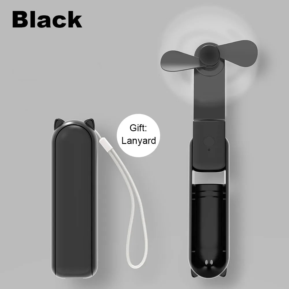 Portable Fan Super Mini Handheld Fan USB Rechargeable Fan Foldable Hand Held Small Pocket Fan with 2000Mah Power Bank 3 Gears